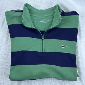 Vineyard Vines Mens Long Sleeve 3/4 Zip Pullover Sz Large Green and Navy…